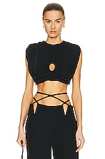 Johanna Ortiz Keyhole Crop Top in Black, view 1, click to view large image.