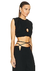 Johanna Ortiz Keyhole Crop Top in Black, view 2, click to view large image.