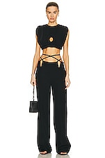 Johanna Ortiz Keyhole Crop Top in Black, view 4, click to view large image.