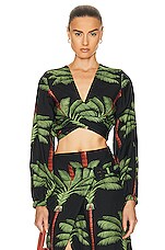 Johanna Ortiz Wind Whispered Crop Top in Cuba Black & Green, view 1, click to view large image.