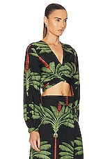 Johanna Ortiz Wind Whispered Crop Top in Cuba Black & Green, view 2, click to view large image.