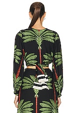 Johanna Ortiz Wind Whispered Crop Top in Cuba Black & Green, view 3, click to view large image.