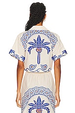Johanna Ortiz Manyattas Shirt in Tropical Embroidery Ecru & Blue, view 3, click to view large image.