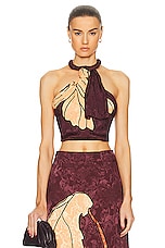 Johanna Ortiz Rooftop Serenade Top in Florals Hibiscus Wine, view 1, click to view large image.