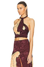 Johanna Ortiz Rooftop Serenade Top in Florals Hibiscus Wine, view 3, click to view large image.