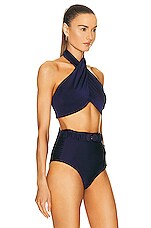 Johanna Ortiz Lugarena Bikini Top in Navy, view 2, click to view large image.