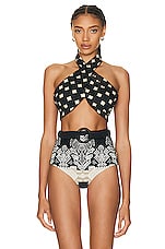 Johanna Ortiz Imilla Bikini Top in Andean Black & Ecru | FWRD