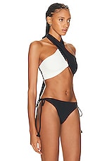 Johanna Ortiz Chilled Vibe Bikini Top in Black & Ecru, view 2, click to view large image.