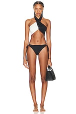 Johanna Ortiz Chilled Vibe Bikini Top in Black & Ecru, view 4, click to view large image.