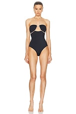 Johanna Ortiz Ashaninka One Piece Swimsuit in Black & Nude, view 1, click to view large image.