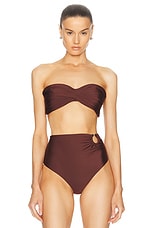 Johanna Ortiz Tangarana Bikini Top in Dark Chocolate, view 1, click to view large image.