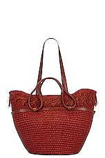Johanna Ortiz Tropical Enclave Beach Bag in Brown Sienna, view 1, click to view large image.