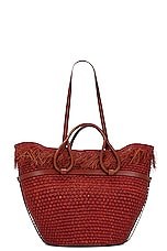 Johanna Ortiz Tropical Enclave Beach Bag in Brown Sienna, view 3, click to view large image.