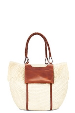 Johanna Ortiz Telling Stories Beach Bag in Ecru & Cacao, view 1, click to view large image.