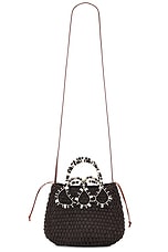Johanna Ortiz Small Villages Mini Bucket Bag in Black & Ecru, view 1, click to view large image.