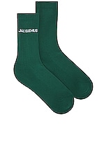 JACQUEMUS Les Chaussettes Jacquemus in Dark Green, view 1, click to view large image.