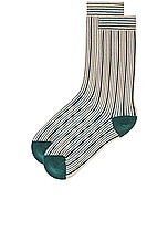 JACQUEMUS Les Chaussettes Pablo in Green & Beige, view 2, click to view large image.