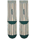 JACQUEMUS Les Chaussettes Pablo in Green & Beige, view 3, click to view large image.