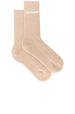 JACQUEMUS Les Chaussettes Jacquemus in Light Beige, view 1, click to view large image.