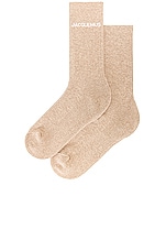 JACQUEMUS Les Chaussettes Jacquemus in Light Beige, view 2, click to view large image.