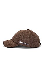 JACQUEMUS La Casquette Jacquemus in Dark Brown, view 3, click to view large image.