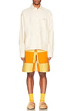 JACQUEMUS Le Short Tecido in Yellow Checks, view 4, click to view large image.