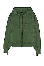 JACQUEMUS Le Sweater Camargue Zipper in Dark Green, view 1, click to view large image.