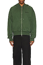 JACQUEMUS Le Sweater Camargue Zipper in Dark Green, view 4, click to view large image.