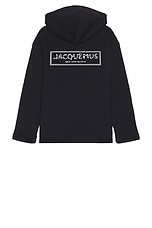 JACQUEMUS Le Hoodie Mervo in Dark Navy, view 1, click to view large image.