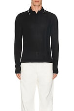 JACQUEMUS Le Polo Tricot Ml in Black, view 3, click to view large image.