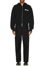 JACQUEMUS Le Hoodie Zip Gros Grain in Black, view 4, click to view large image.