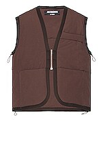 JACQUEMUS Le Gilet Pino in Brown, view 1, click to view large image.