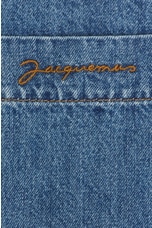 JACQUEMUS La Chemise Boulanger in Blue & Tabac, view 3, click to view large image.