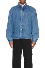 JACQUEMUS La Chemise Boulanger in Blue & Tabac, view 4, click to view large image.