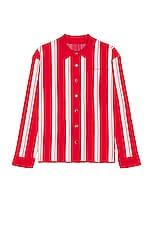 JACQUEMUS La Chemise Maille Polo in Multi Red, view 1, click to view large image.