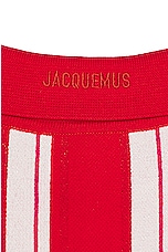 JACQUEMUS La Chemise Maille Polo in Multi Red, view 3, click to view large image.