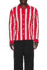 JACQUEMUS La Chemise Maille Polo in Multi Red, view 4, click to view large image.