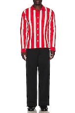 JACQUEMUS La Chemise Maille Polo in Multi Red, view 5, click to view large image.