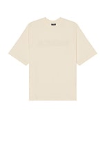 JACQUEMUS Le Tshirt Typo in Light Beige, view 1, click to view large image.