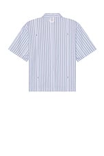 JACQUEMUS La Chemise Manches Courte in Blue Stripe, view 2, click to view large image.
