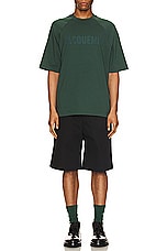 JACQUEMUS Le T-Shirt Typo in Dark Green, view 5, click to view large image.