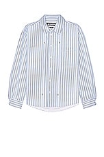 JACQUEMUS La Chemise Boulanger in Blue Stripe, view 1, click to view large image.