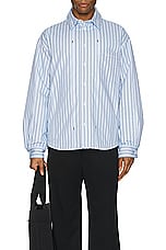 JACQUEMUS La Chemise Boulanger in Blue Stripe, view 4, click to view large image.