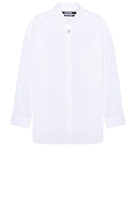 JACQUEMUS La Chemise Manches Longue in White, view 1, click to view large image.
