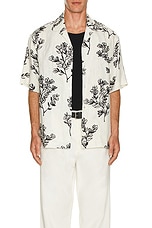 JACQUEMUS La Chemise Jean in Print Black Flowers, view 3, click to view large image.