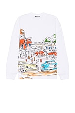 JACQUEMUS Le Tshirt Largo Ml in Print Capri Cars White, view 1, click to view large image.