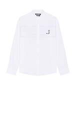 JACQUEMUS La Chemise Simon in Print Logo Fish, view 2, click to view large image.