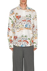 JACQUEMUS La Chemise Simon in Print Capri Cars White, view 3, click to view large image.