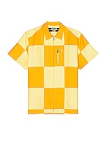 JACQUEMUS La Chemise Banho in Yellow Checks, view 1, click to view large image.