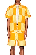 JACQUEMUS La Chemise Banho in Yellow Checks, view 4, click to view large image.